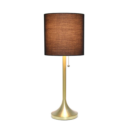 Simple Designs Tapered Table Lamp with Black Fabric Drum Shade - Gold|Lampe de table effilée de Simple Designs avec abat-jour cylindrique en tissu noir - doré