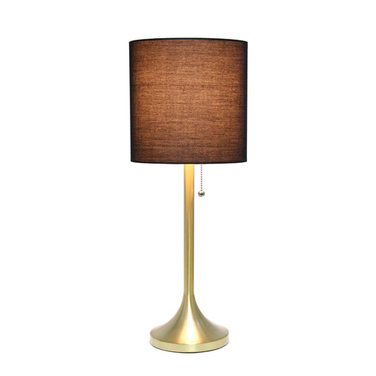 Simple Designs Tapered Table Lamp with Black Fabric Drum Shade - Gold|Lampe de table effilée de Simple Designs avec abat-jour cylindrique en tissu noir - doré