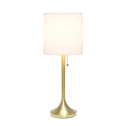 Lampe de table conique Simple Designs avec abat-jour tambour en tissu blanc - Or|Lampe de table effilée de Simple Designs avec abat-jour cylindrique en tissu blanc - doré