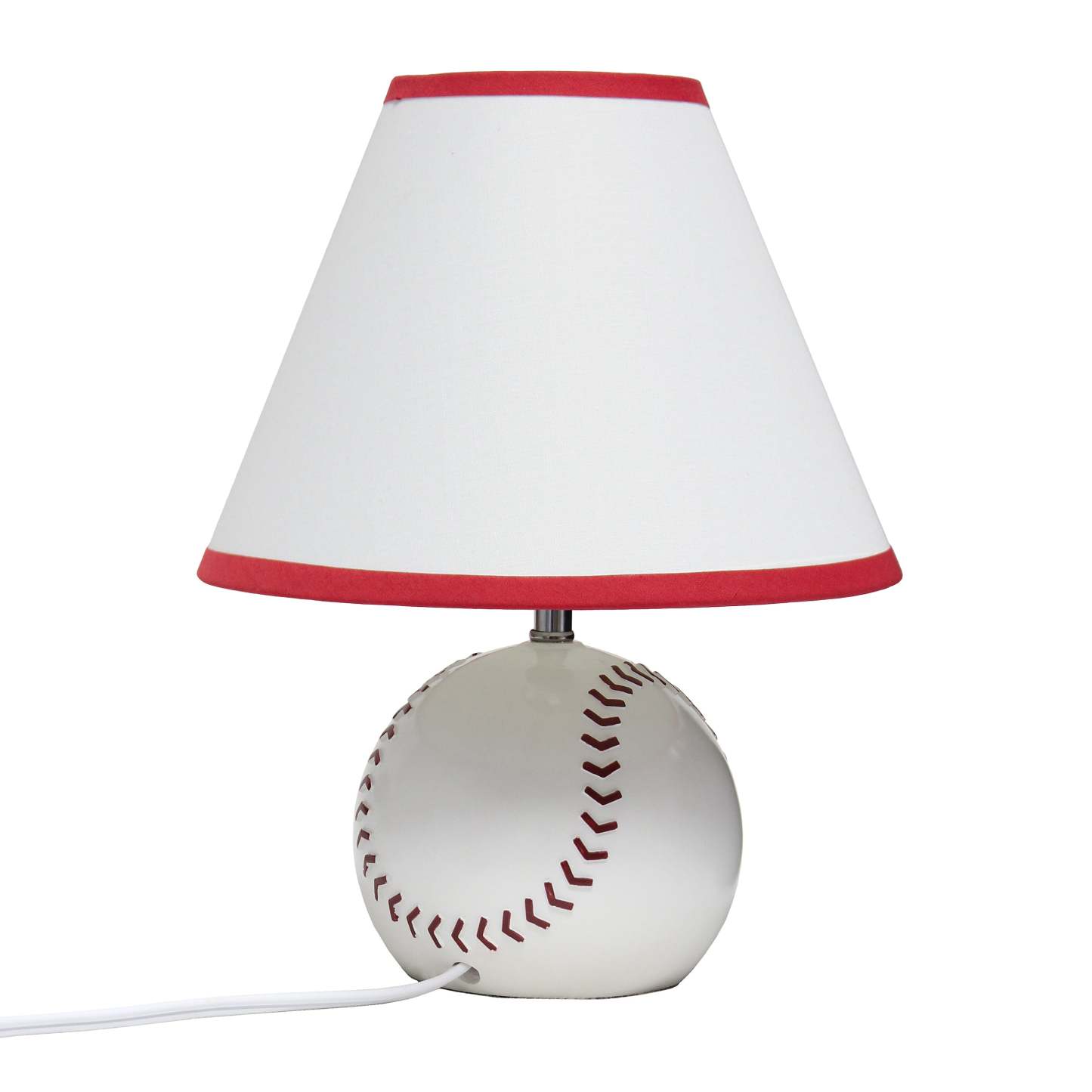 Simple Designs Sportslite 11.5 Athletic Sports Baseball Base Ceramic Table Lamp with White Empire F|Lampe de table sportive athlétique SportsLite de Simple Designs de 11,5 po en céramique avec base ba