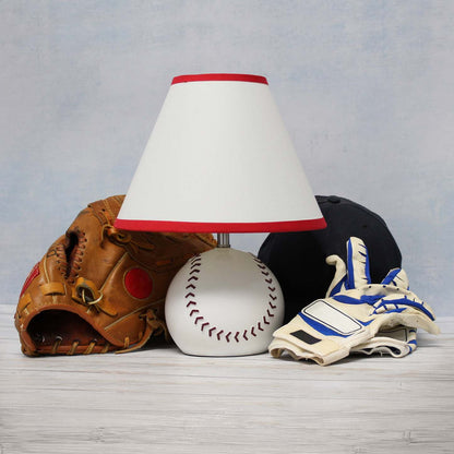 Simple Designs Sportslite 11.5 Athletic Sports Baseball Base Ceramic Table Lamp with White Empire F|Lampe de table sportive athlétique SportsLite de Simple Designs de 11,5 po en céramique avec base ba