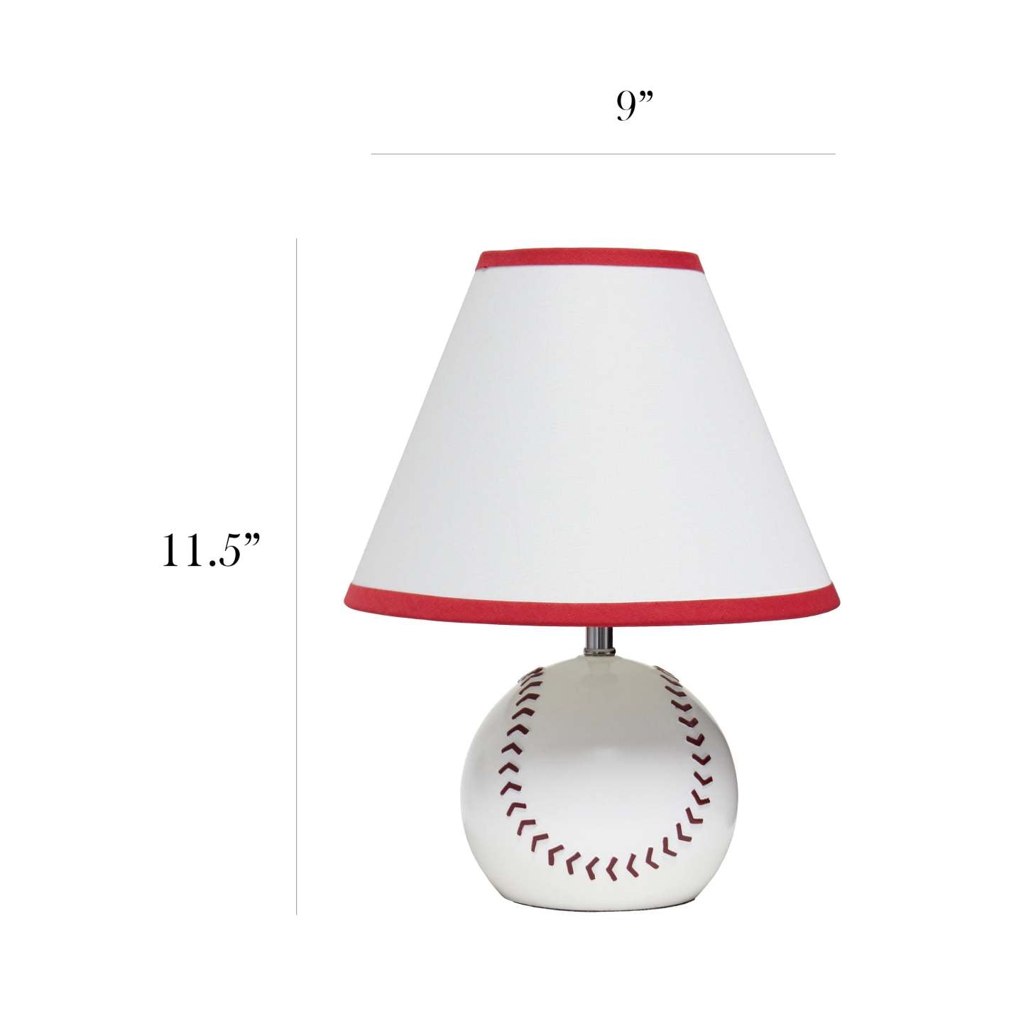 Simple Designs Sportslite 11.5 Athletic Sports Baseball Base Ceramic Table Lamp with White Empire F|Lampe de table sportive athlétique SportsLite de Simple Designs de 11,5 po en céramique avec base ba