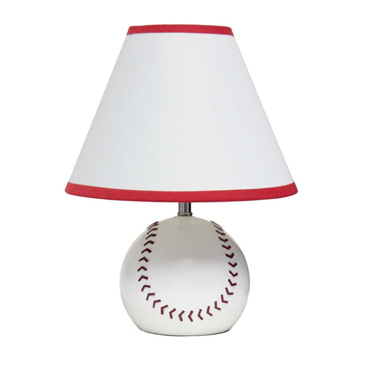Simple Designs Sportslite 11.5 Athletic Sports Baseball Base Ceramic Table Lamp with White Empire F|Lampe de table sportive athlétique SportsLite de Simple Designs de 11,5 po en céramique avec base ba