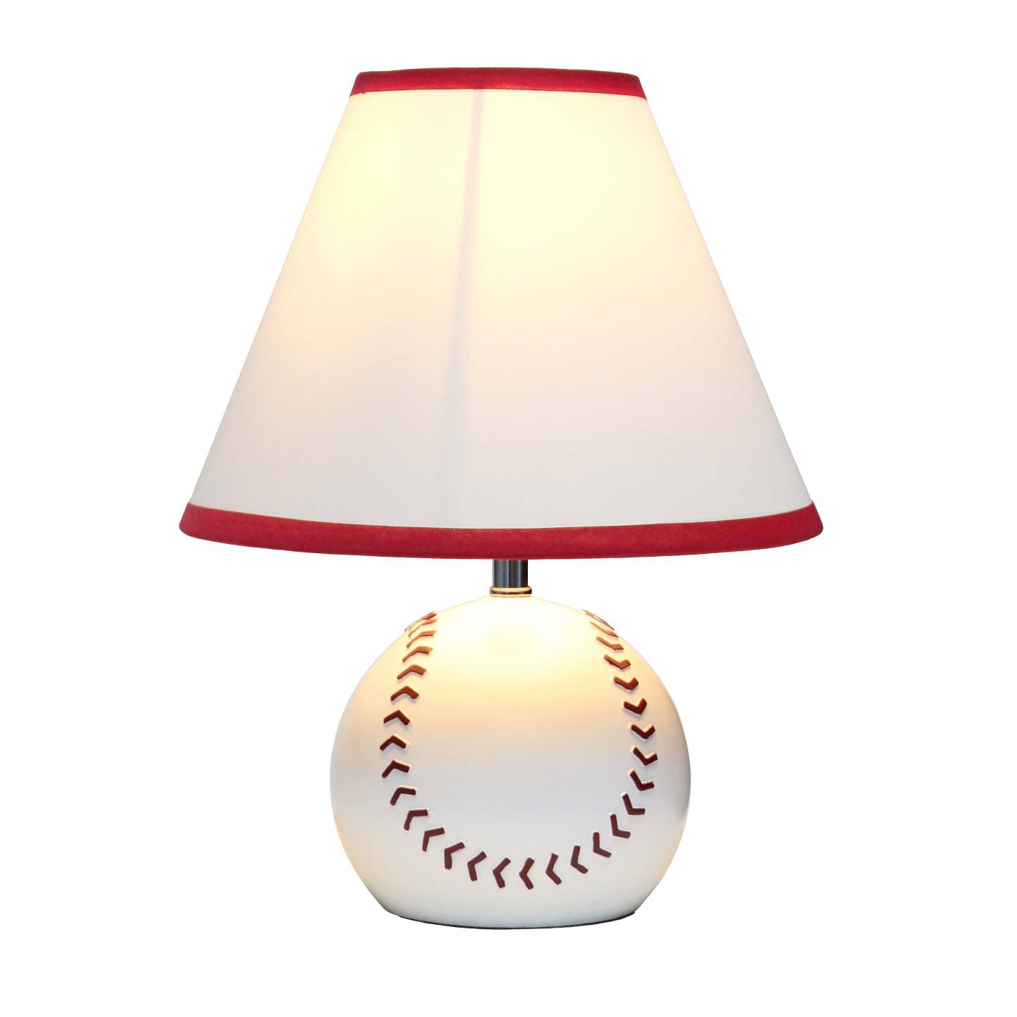 Simple Designs Sportslite 11.5 Athletic Sports Baseball Base Ceramic Table Lamp with White Empire F|Lampe de table sportive athlétique SportsLite de Simple Designs de 11,5 po en céramique avec base ba