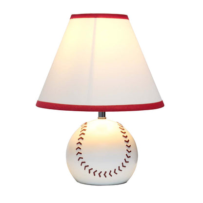 Simple Designs Sportslite 11.5 Athletic Sports Baseball Base Ceramic Table Lamp with White Empire F|Lampe de table sportive athlétique SportsLite de Simple Designs de 11,5 po en céramique avec base ba