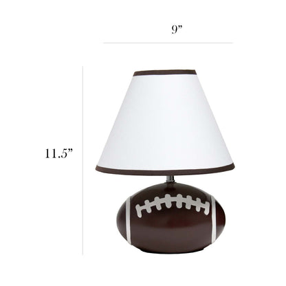 Simple Designs Sportslite 11.5 Athletic Sports Football Base Ceramic Table Lamp with White Empire F|Lampe de table sportive athlétique SportsLite de Simple Designs de 11,5 po en céramique avec base ba