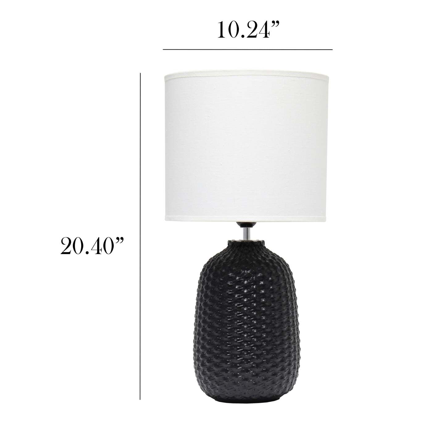 Simple Designs 20.4 Lampe de table traditionnelle à texture purée en céramique avec abat-jour tambour en tissu blanc - Bl|Lampe de table traditionnelle de Simple Designs de 20,4 po en céramique avec texture de mailles reto