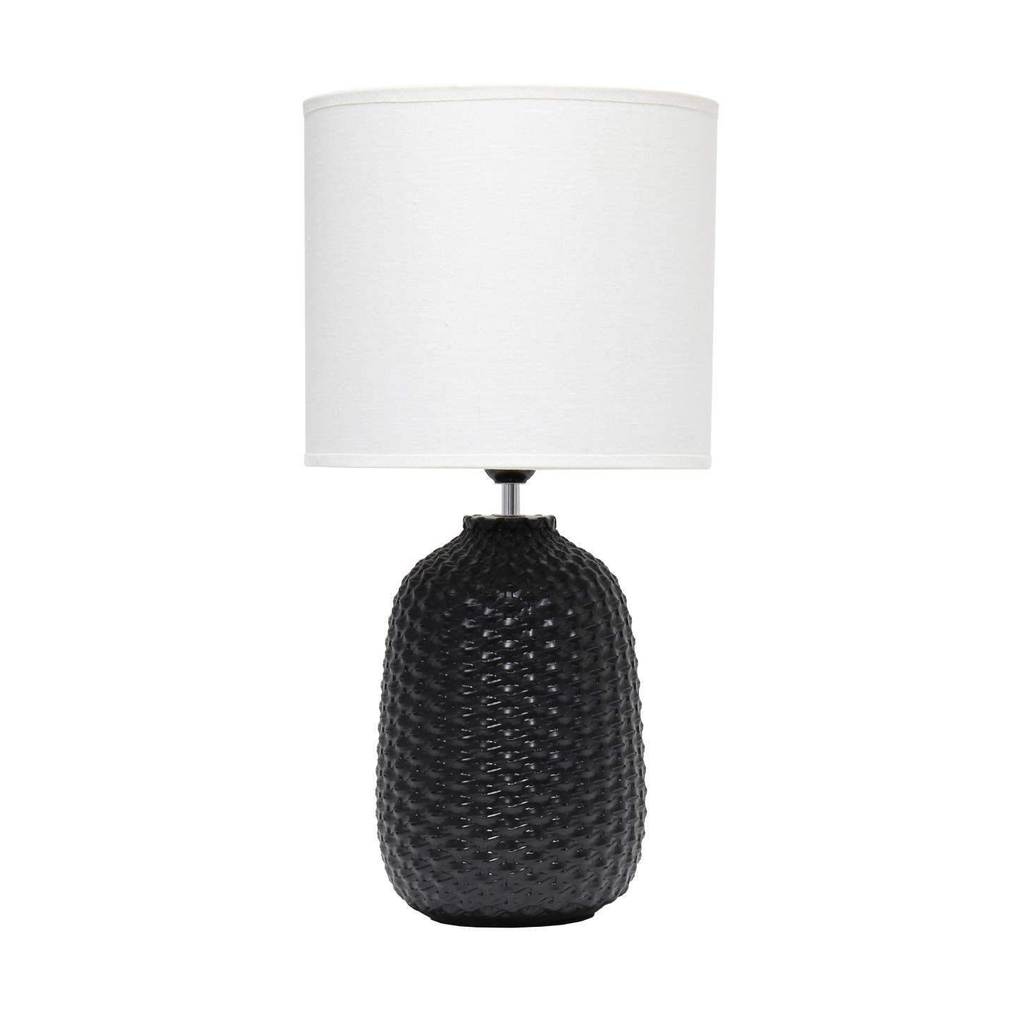 Simple Designs 20.4 Lampe de table traditionnelle à texture purée en céramique avec abat-jour tambour en tissu blanc - Bl|Lampe de table traditionnelle de Simple Designs de 20,4 po en céramique avec texture de mailles reto