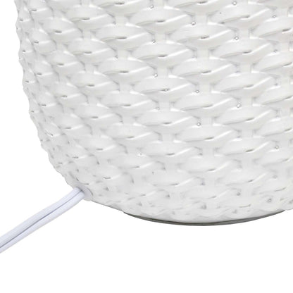 Simple Designs 20.4 Lampe de table de chevet traditionnelle en céramique à texture purlée avec tambour en tissu blanc Sh|Lampe de table de nuit traditionnelle de Simple Designs de 20,4 po en céramique avec texture de mail