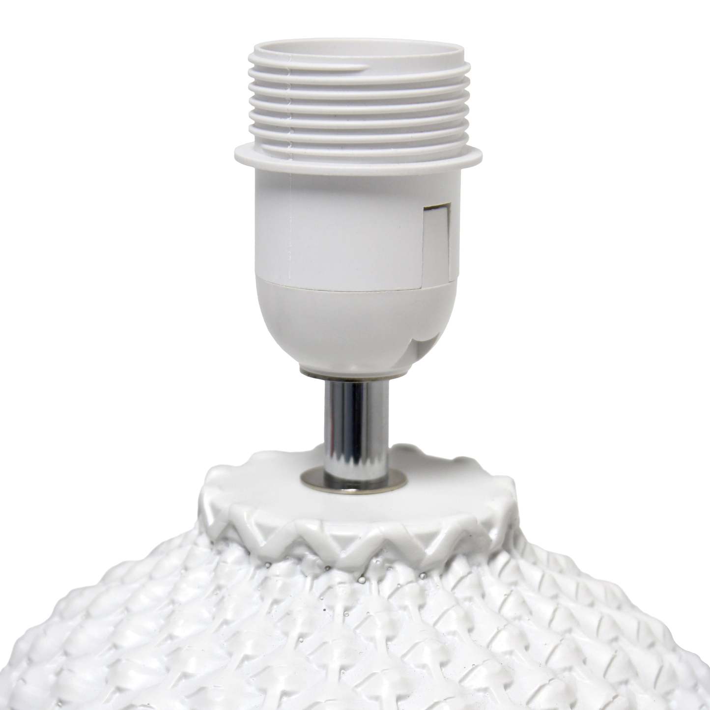 Simple Designs 20.4 Lampe de table de chevet traditionnelle en céramique à texture purlée avec tambour en tissu blanc Sh|Lampe de table de nuit traditionnelle de Simple Designs de 20,4 po en céramique avec texture de mail