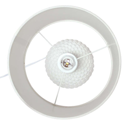 Simple Designs 20.4 Lampe de table de chevet traditionnelle en céramique à texture purlée avec tambour en tissu blanc Sh|Lampe de table de nuit traditionnelle de Simple Designs de 20,4 po en céramique avec texture de mail