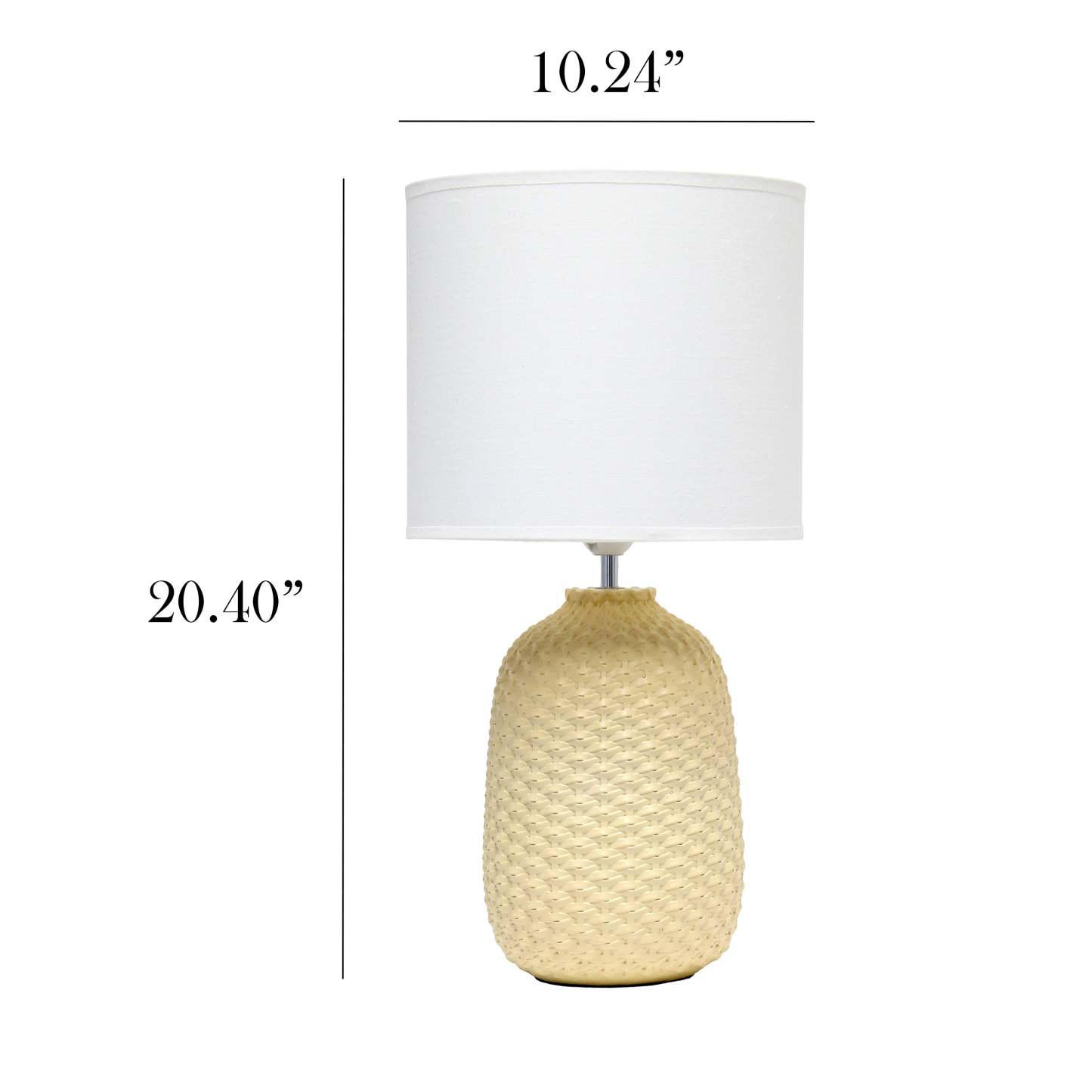 Simple Designs 20.4 Lampe de table traditionnelle à texture purée en céramique avec abat-jour tambour en tissu blanc - Ye|Lampe de table traditionnelle de Simple Designs de 20,4 po en céramique avec texture de mailles reto