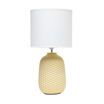Simple Designs 20.4 Lampe de table traditionnelle à texture purée en céramique avec abat-jour tambour en tissu blanc - Ye|Lampe de table traditionnelle de Simple Designs de 20,4 po en céramique avec texture de mailles reto