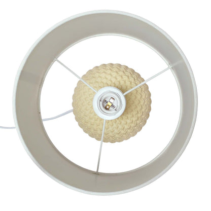 Simple Designs 20.4 Lampe de table traditionnelle à texture purée en céramique avec abat-jour tambour en tissu blanc - Ye|Lampe de table traditionnelle de Simple Designs de 20,4 po en céramique avec texture de mailles reto