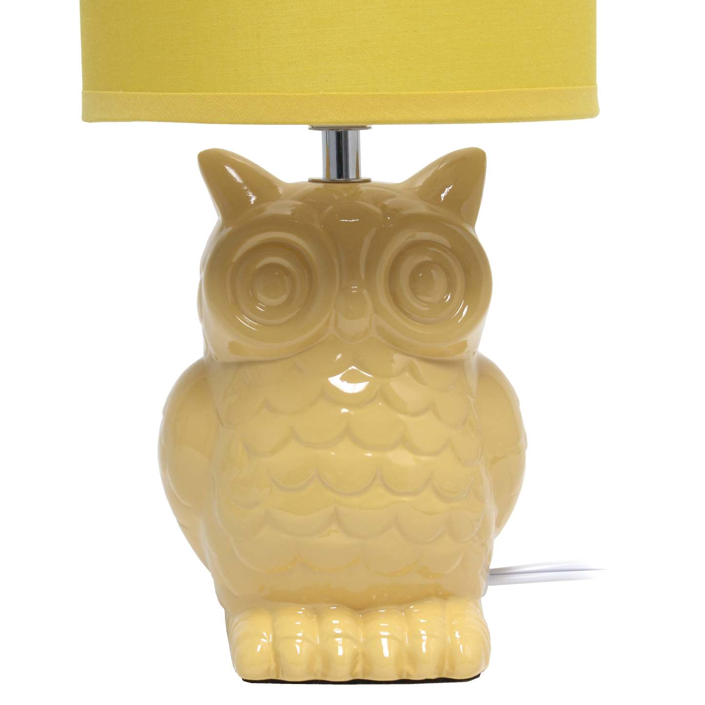 Simple Designs 12.8 Contemporary Ceramic Owl Table Lamp with Matching Fabric Shade - Dandelion Yellow|Lampe de table contemporaine en forme de hibou de Simple Designs de 12,8 po en céramique avec abat-jour en tissu assorti - jaune pissenlit