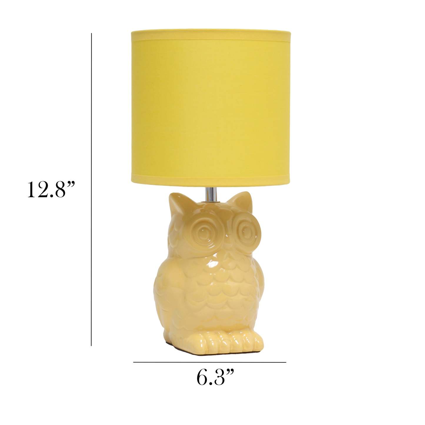 Simple Designs 12.8 Contemporary Ceramic Owl Table Lamp with Matching Fabric Shade - Dandelion Yellow|Lampe de table contemporaine en forme de hibou de Simple Designs de 12,8 po en céramique avec abat-jour en tissu assorti - jaune pissenlit