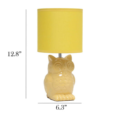Simple Designs 12.8 Contemporary Ceramic Owl Table Lamp with Matching Fabric Shade - Dandelion Yellow|Lampe de table contemporaine en forme de hibou de Simple Designs de 12,8 po en céramique avec abat-jour en tissu assorti - jaune pissenlit