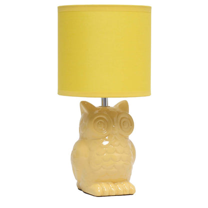 Simple Designs 12.8 Contemporary Ceramic Owl Table Lamp with Matching Fabric Shade - Dandelion Yellow|Lampe de table contemporaine en forme de hibou de Simple Designs de 12,8 po en céramique avec abat-jour en tissu assorti - jaune pissenlit
