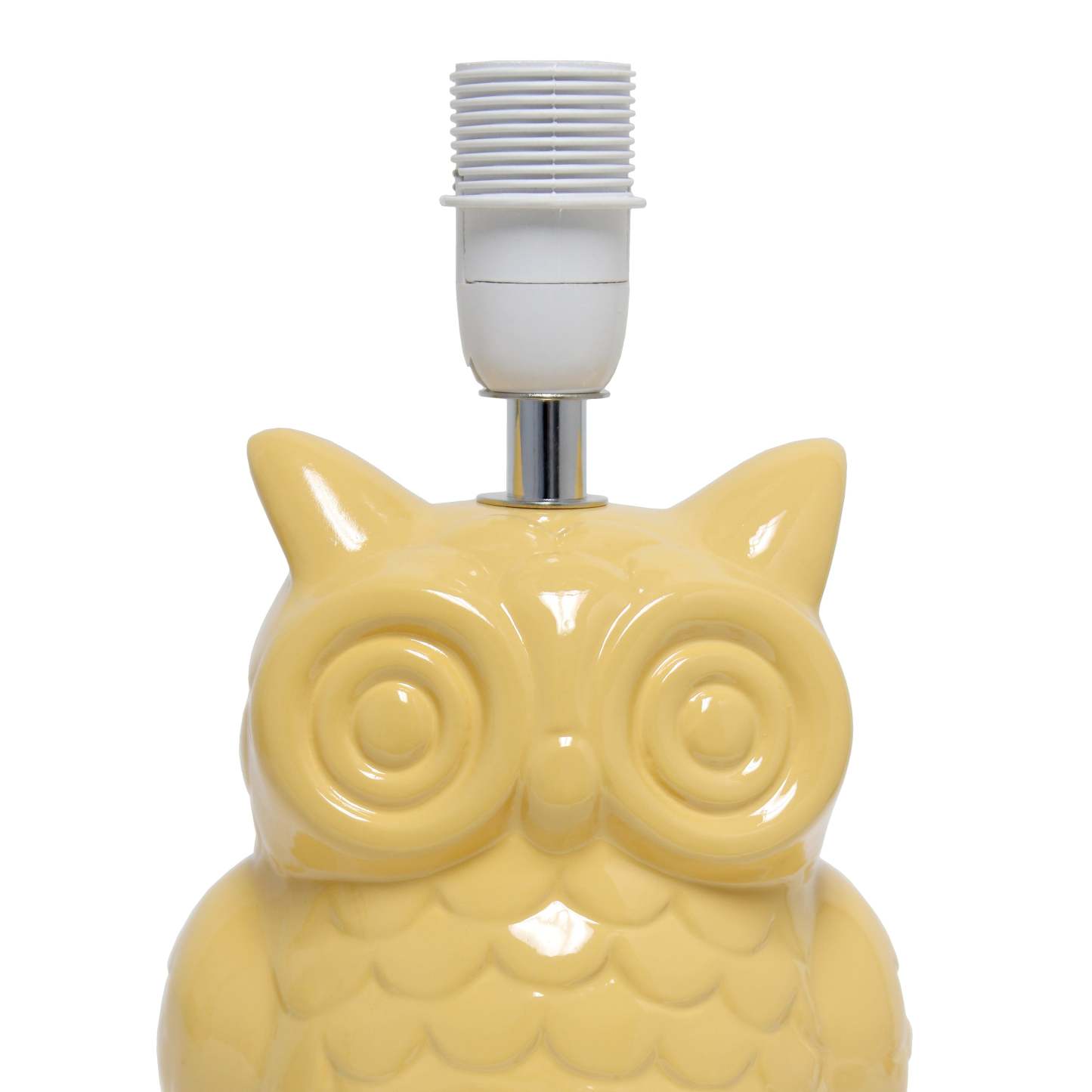 Simple Designs 12.8 Contemporary Ceramic Owl Table Lamp with Matching Fabric Shade - Dandelion Yellow|Lampe de table contemporaine en forme de hibou de Simple Designs de 12,8 po en céramique avec abat-jour en tissu assorti - jaune pissenlit
