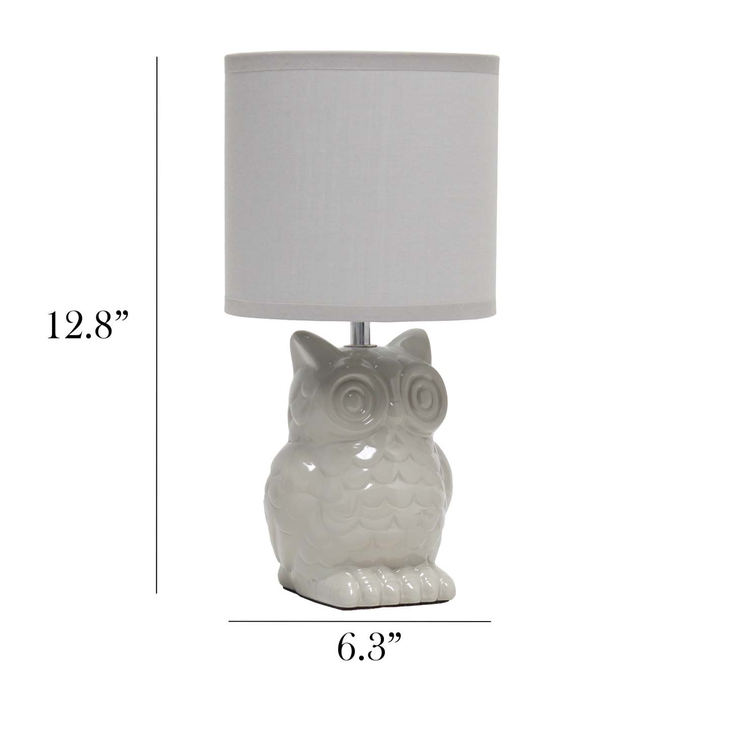 Simple Designs 12.8 Lampe de table contemporaine en forme de hibou en céramique avec abat-jour en tissu assorti - Gris | Lampe de table contemporaine en forme de hibou de Simple Designs de 12,8 po en céramique avec abat-jour en tissu assorti - gris