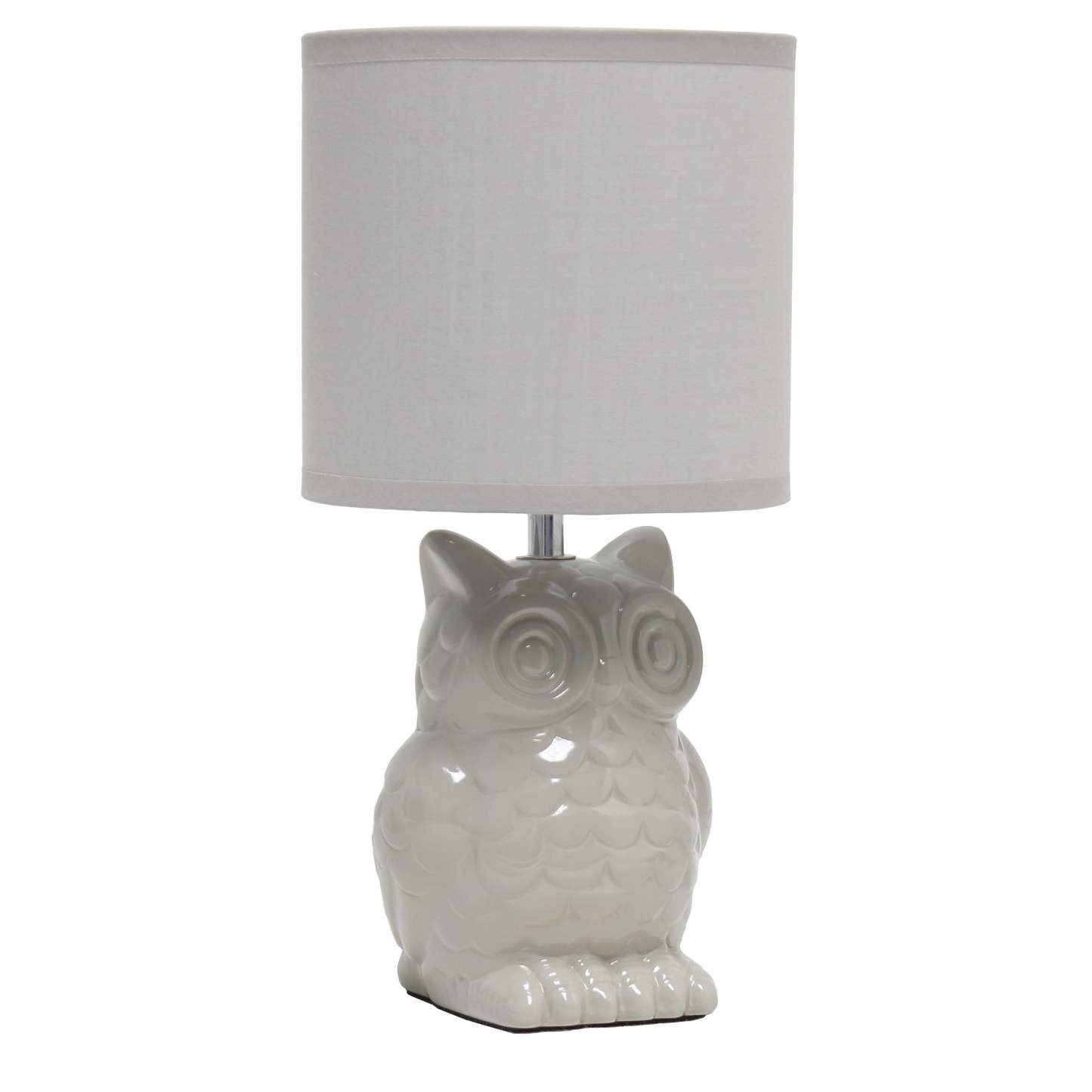 Simple Designs 12.8 Lampe de table contemporaine en forme de hibou en céramique avec abat-jour en tissu assorti - Gris | Lampe de table contemporaine en forme de hibou de Simple Designs de 12,8 po en céramique avec abat-jour en tissu assorti - gris