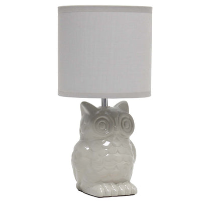 Simple Designs 12.8 Lampe de table contemporaine en forme de hibou en céramique avec abat-jour en tissu assorti - Gris | Lampe de table contemporaine en forme de hibou de Simple Designs de 12,8 po en céramique avec abat-jour en tissu assorti - gris