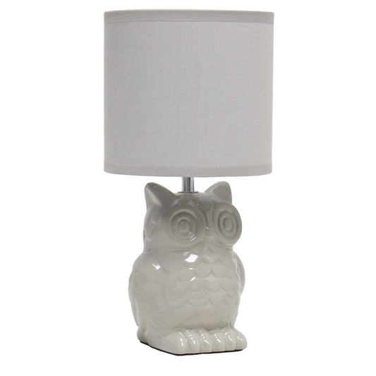 Simple Designs 12.8 Lampe de table contemporaine en forme de hibou en céramique avec abat-jour en tissu assorti - Gris | Lampe de table contemporaine en forme de hibou de Simple Designs de 12,8 po en céramique avec abat-jour en tissu assorti - gris