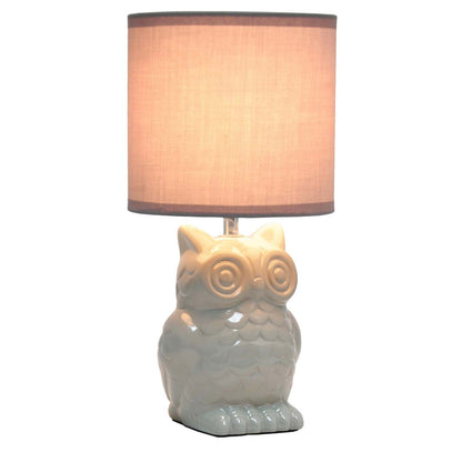 Simple Designs 12.8 Lampe de table contemporaine en forme de hibou en céramique avec abat-jour en tissu assorti - Gris | Lampe de table contemporaine en forme de hibou de Simple Designs de 12,8 po en céramique avec abat-jour en tissu assorti - gris