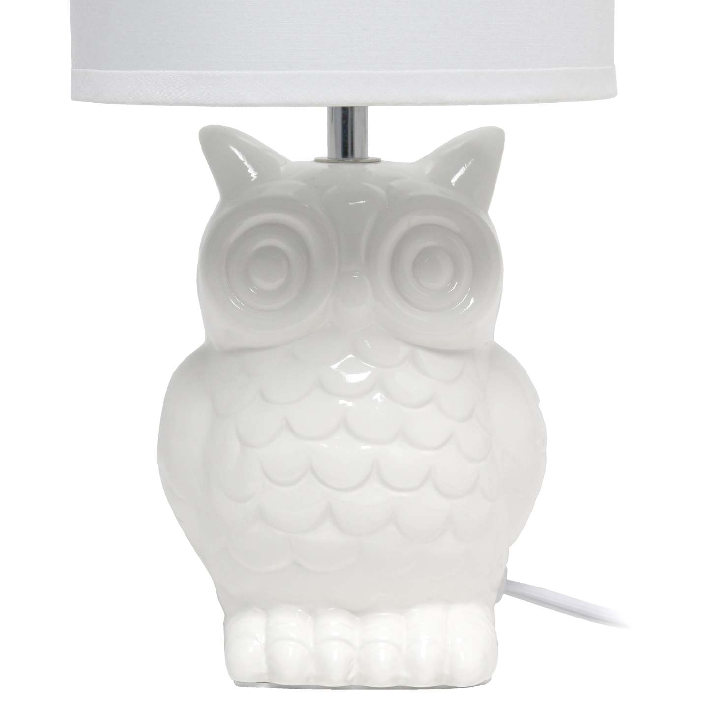 Simple Designs 12.8 Contemporary Ceramic Owl Table Lamp with Matching Fabric Shade - Off White|Lampe de table contemporaine en forme de hibou de Simple Designs de 12,8 po en céramique avec abat-jour en tissu assorti - blanc cassé
