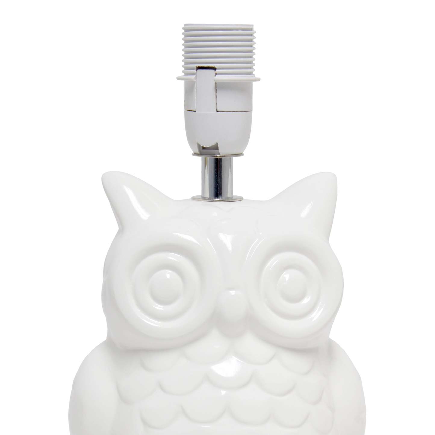 Simple Designs 12.8 Contemporary Ceramic Owl Table Lamp with Matching Fabric Shade - Off White|Lampe de table contemporaine en forme de hibou de Simple Designs de 12,8 po en céramique avec abat-jour en tissu assorti - blanc cassé
