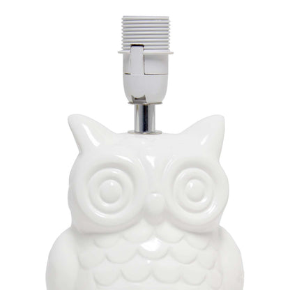 Simple Designs 12.8 Contemporary Ceramic Owl Table Lamp with Matching Fabric Shade - Off White|Lampe de table contemporaine en forme de hibou de Simple Designs de 12,8 po en céramique avec abat-jour en tissu assorti - blanc cassé