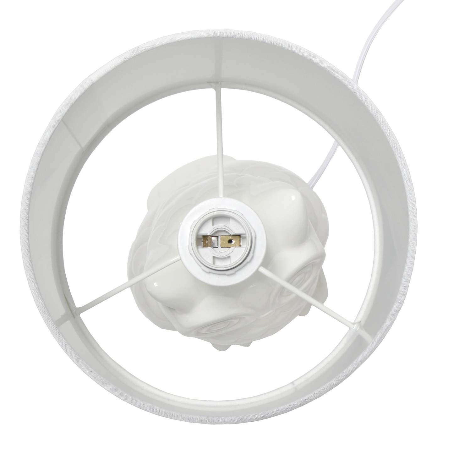 Simple Designs 12.8 Contemporary Ceramic Owl Table Lamp with Matching Fabric Shade - Off White|Lampe de table contemporaine en forme de hibou de Simple Designs de 12,8 po en céramique avec abat-jour en tissu assorti - blanc cassé