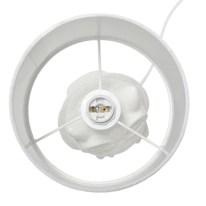 Simple Designs 12.8 Contemporary Ceramic Owl Table Lamp with Matching Fabric Shade - Off White|Lampe de table contemporaine en forme de hibou de Simple Designs de 12,8 po en céramique avec abat-jour en tissu assorti - blanc cassé