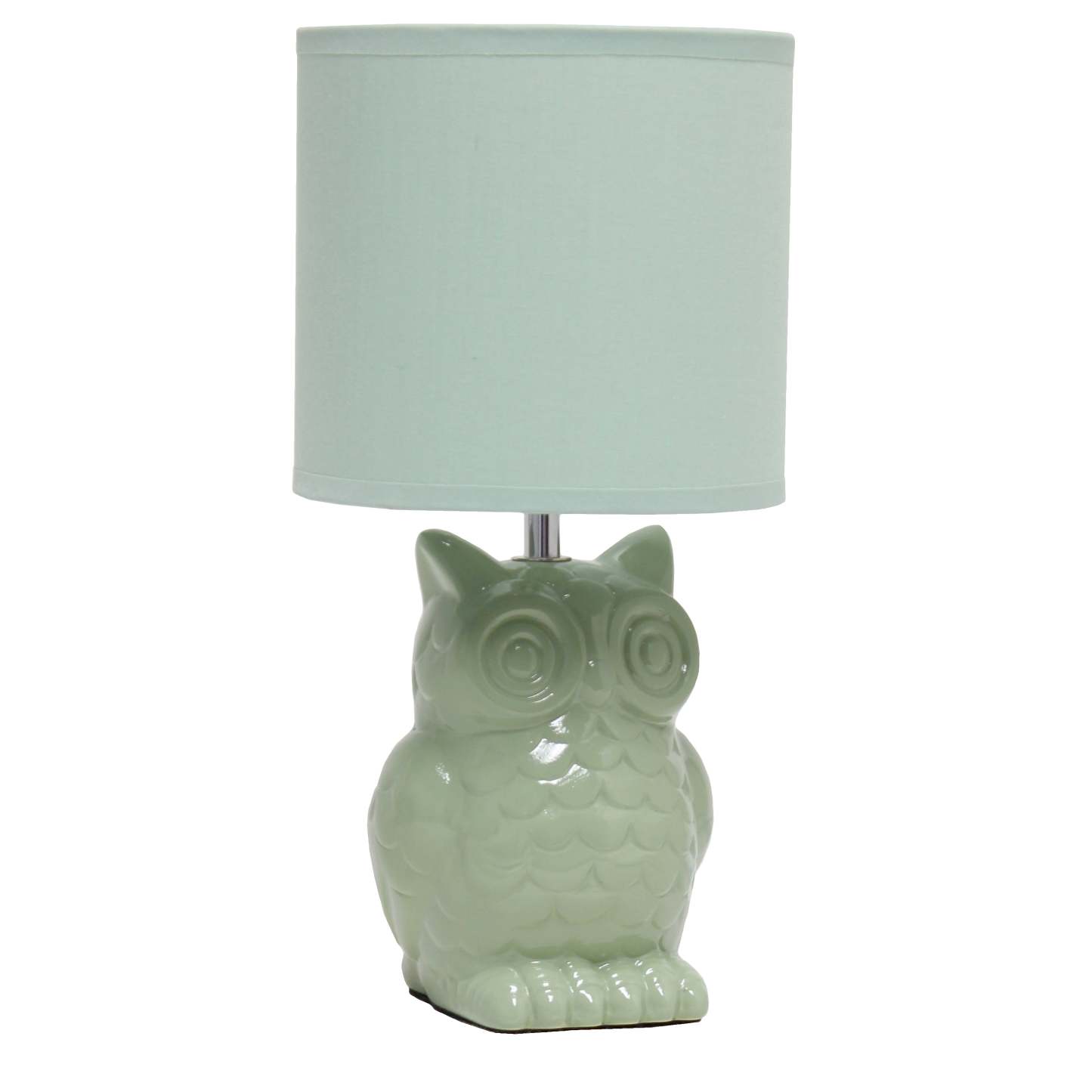 Simple Designs 12.8 Contemporary Ceramic Owl Table Lamp with Matching Fabric Shade - Sage Green|Lampe de table contemporaine en forme de hibou de Simple Designs de 12,8 po en céramique avec abat-jour en tissu assorti - vert sauge