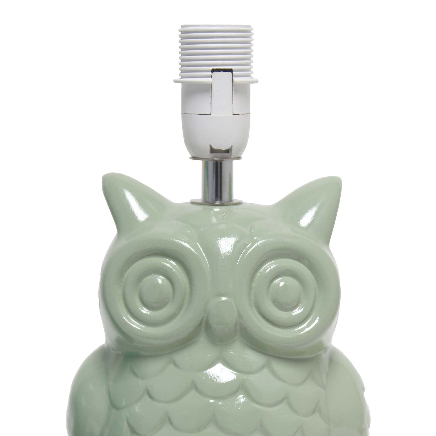 Simple Designs 12.8 Contemporary Ceramic Owl Table Lamp with Matching Fabric Shade - Sage Green|Lampe de table contemporaine en forme de hibou de Simple Designs de 12,8 po en céramique avec abat-jour en tissu assorti - vert sauge