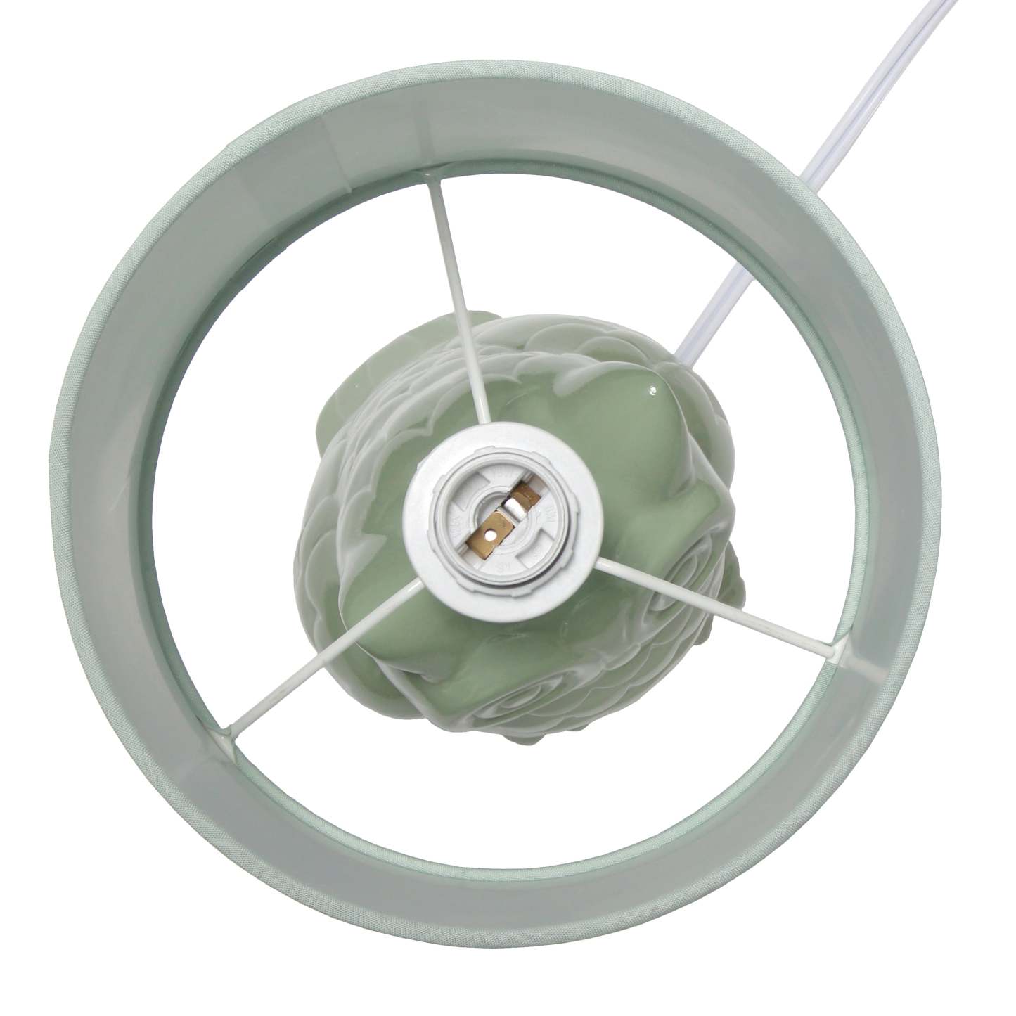 Simple Designs 12.8 Contemporary Ceramic Owl Table Lamp with Matching Fabric Shade - Sage Green|Lampe de table contemporaine en forme de hibou de Simple Designs de 12,8 po en céramique avec abat-jour en tissu assorti - vert sauge