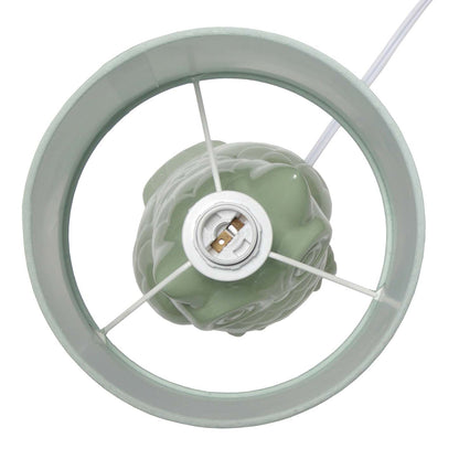 Simple Designs 12.8 Contemporary Ceramic Owl Table Lamp with Matching Fabric Shade - Sage Green|Lampe de table contemporaine en forme de hibou de Simple Designs de 12,8 po en céramique avec abat-jour en tissu assorti - vert sauge