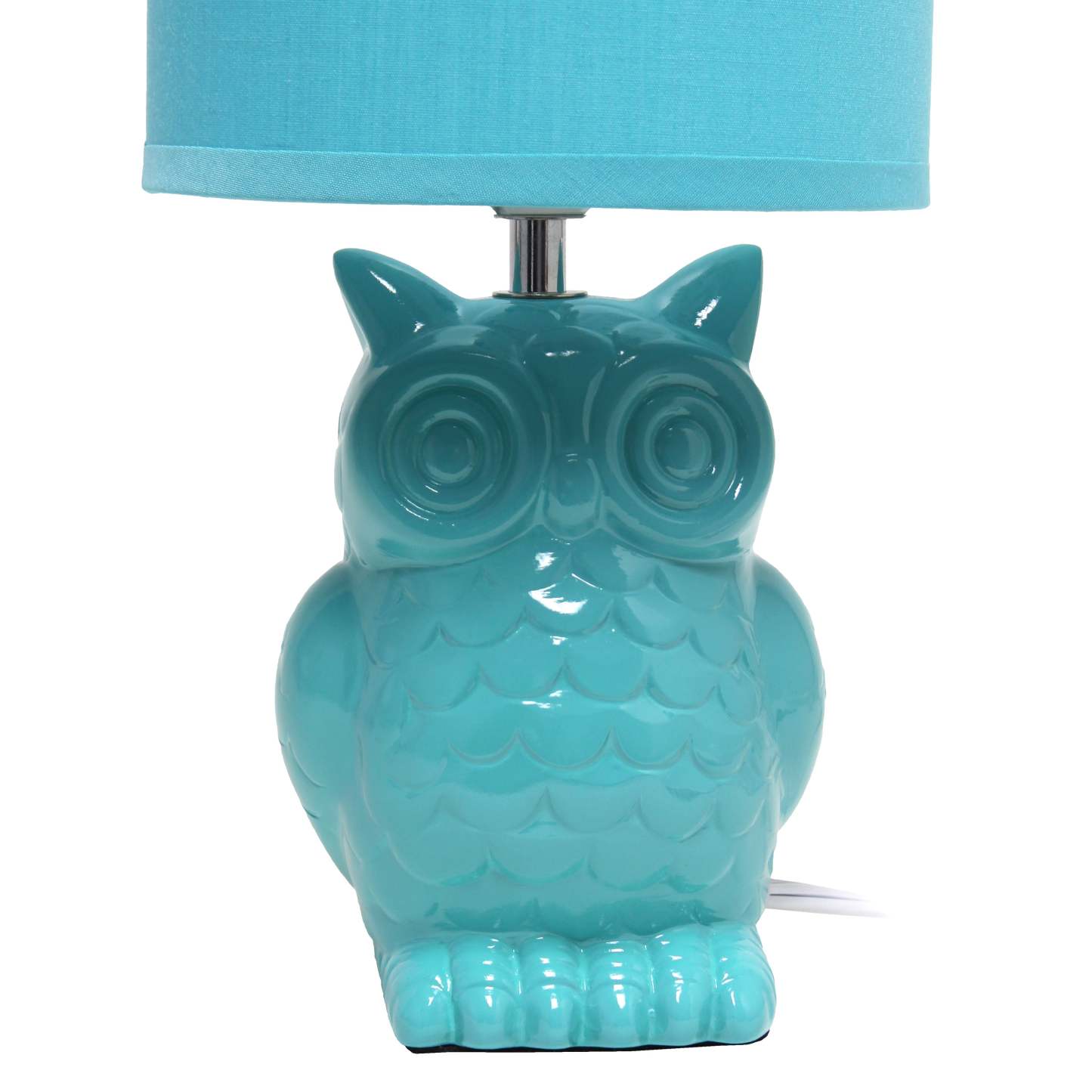 Simple Designs 12.8 Contemporary Ceramic Owl Table Lamp with Matching Fabric Shade - Tiffany Blue|Lampe de table contemporaine en forme de hibou de Simple Designs de 12,8 po en céramique avec abat-jour en tissu assorti - bleu Tiffany
