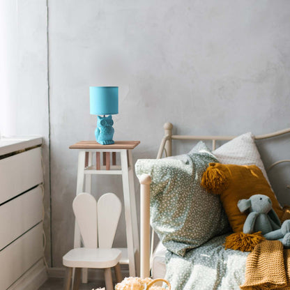 Simple Designs 12.8 Contemporary Ceramic Owl Table Lamp with Matching Fabric Shade - Tiffany Blue|Lampe de table contemporaine en forme de hibou de Simple Designs de 12,8 po en céramique avec abat-jour en tissu assorti - bleu Tiffany