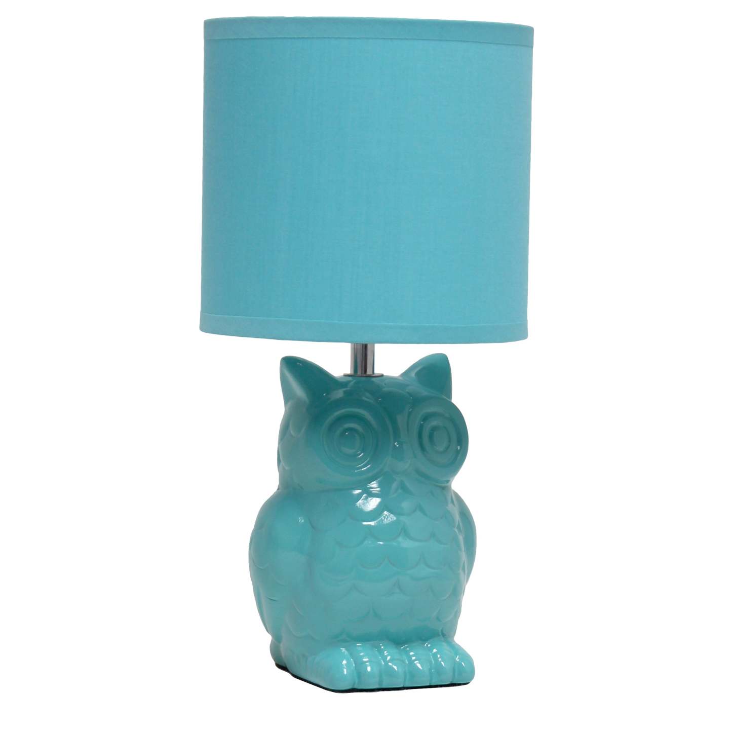 Simple Designs 12.8 Contemporary Ceramic Owl Table Lamp with Matching Fabric Shade - Tiffany Blue|Lampe de table contemporaine en forme de hibou de Simple Designs de 12,8 po en céramique avec abat-jour en tissu assorti - bleu Tiffany