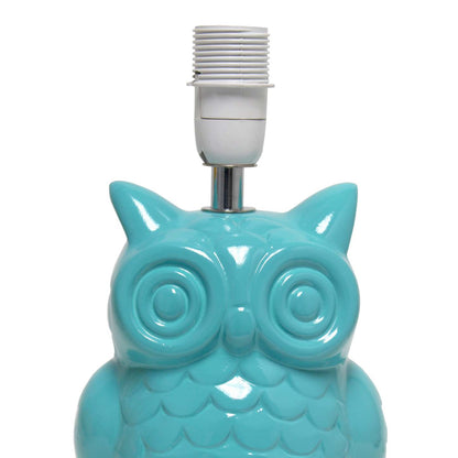 Simple Designs 12.8 Contemporary Ceramic Owl Table Lamp with Matching Fabric Shade - Tiffany Blue|Lampe de table contemporaine en forme de hibou de Simple Designs de 12,8 po en céramique avec abat-jour en tissu assorti - bleu Tiffany
