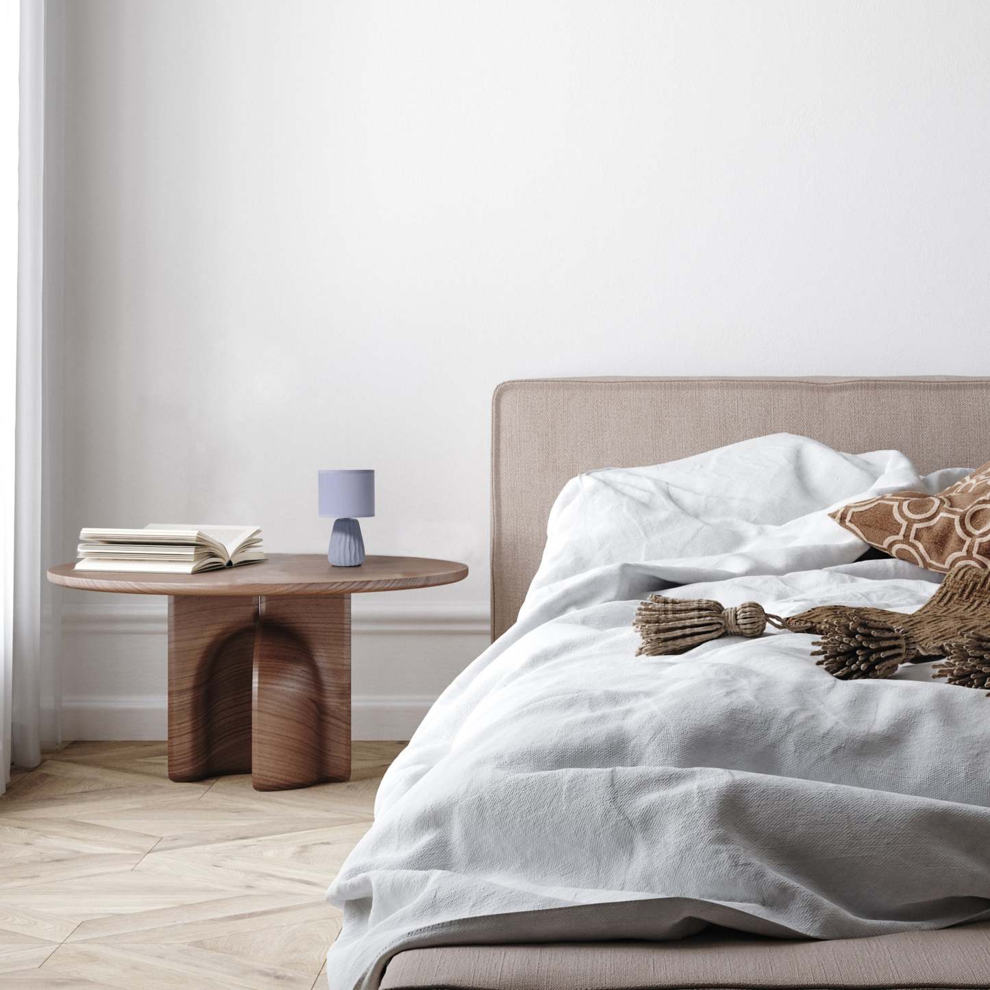 Simple Designs 11.02 Traditional Mini Modern Ceramic Texture Pastel Table Lamp with Matching Fabric|Mini lampe de table pastel, texturée, traditionnelle et moderne de Simple Designs de 11,02 po en cér