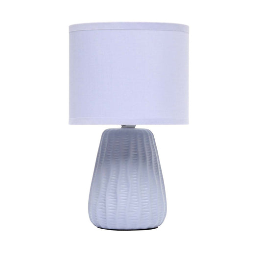 Simple Designs 11.02 Traditional Mini Modern Ceramic Texture Pastel Table Lamp with Matching Fabric|Mini lampe de table pastel, texturée, traditionnelle et moderne de Simple Designs de 11,02 po en cér