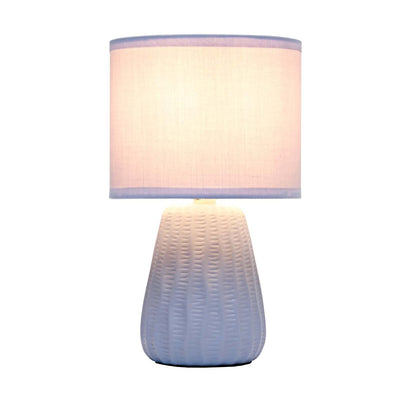 Simple Designs 11.02 Traditional Mini Modern Ceramic Texture Pastel Table Lamp with Matching Fabric|Mini lampe de table pastel, texturée, traditionnelle et moderne de Simple Designs de 11,02 po en cér