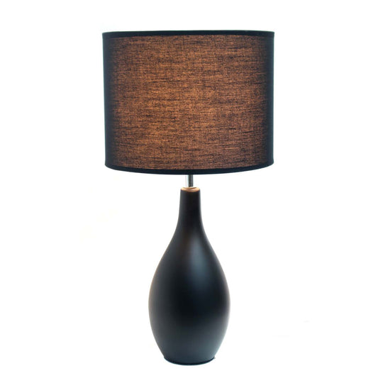 Simple Designs Oval Bowling Pin Base Ceramic Table Lamp - Black|Lampe de table de Simple Designs à base en céramique en forme de quille ovale - noire