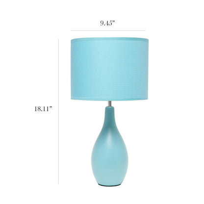 Simple Designs Oval Bowling Pin Base Ceramic Table Lamp - Blue|Lampe de table de Simple Designs à base en céramique en forme de quille ovale - bleue