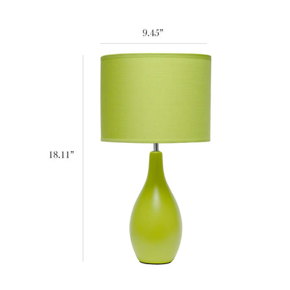 Simple Designs Oval Bowling Pin Base Ceramic Table Lamp - Green|Lampe de table de Simple Designs à base en céramique en forme de quille ovale - verte