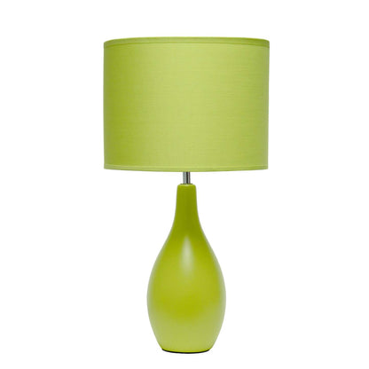 Simple Designs Oval Bowling Pin Base Ceramic Table Lamp - Green|Lampe de table de Simple Designs à base en céramique en forme de quille ovale - verte