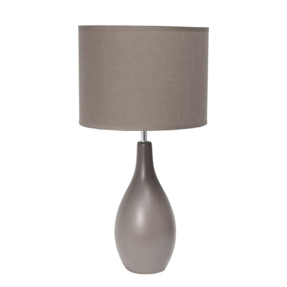 Simple Designs Oval Bowling Pin Base Ceramic Table Lamp - Gris|Lampe de table de Simple Designs à base en céramique en forme de quille ovale - grise