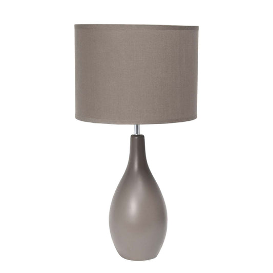 Simple Designs Oval Bowling Pin Base Ceramic Table Lamp - Gris|Lampe de table de Simple Designs à base en céramique en forme de quille ovale - grise